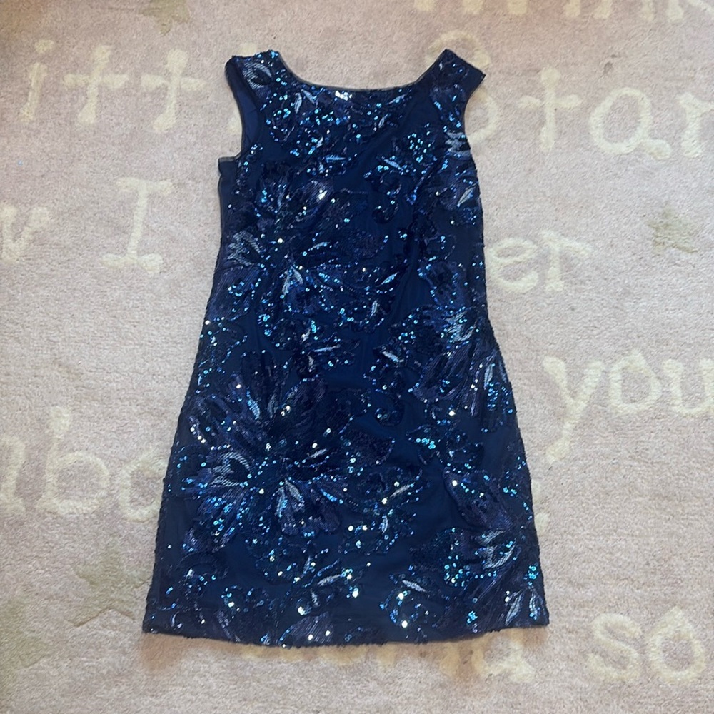 White House Black Market Navy Sequin Mini Dress